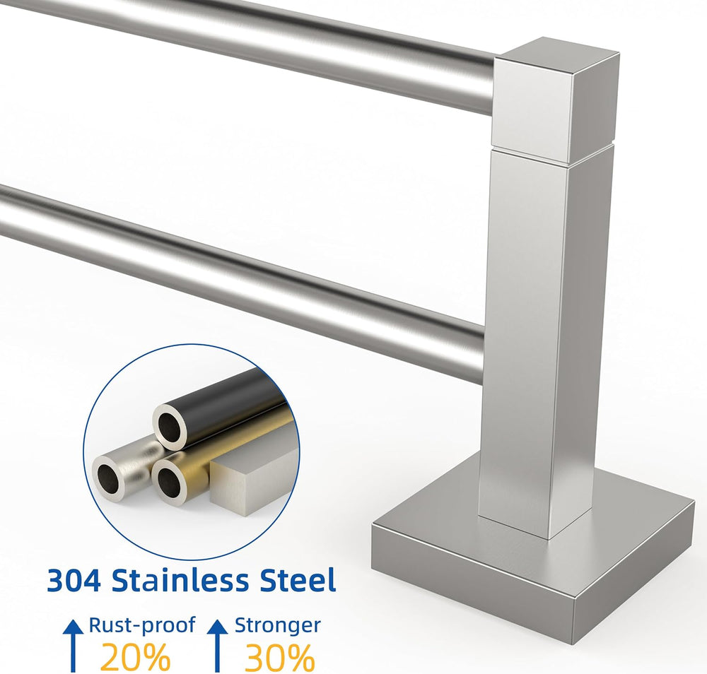 RUACQ Double Towel Bar 24" Towel Racks for Bathroom Wall Brushed Nickel