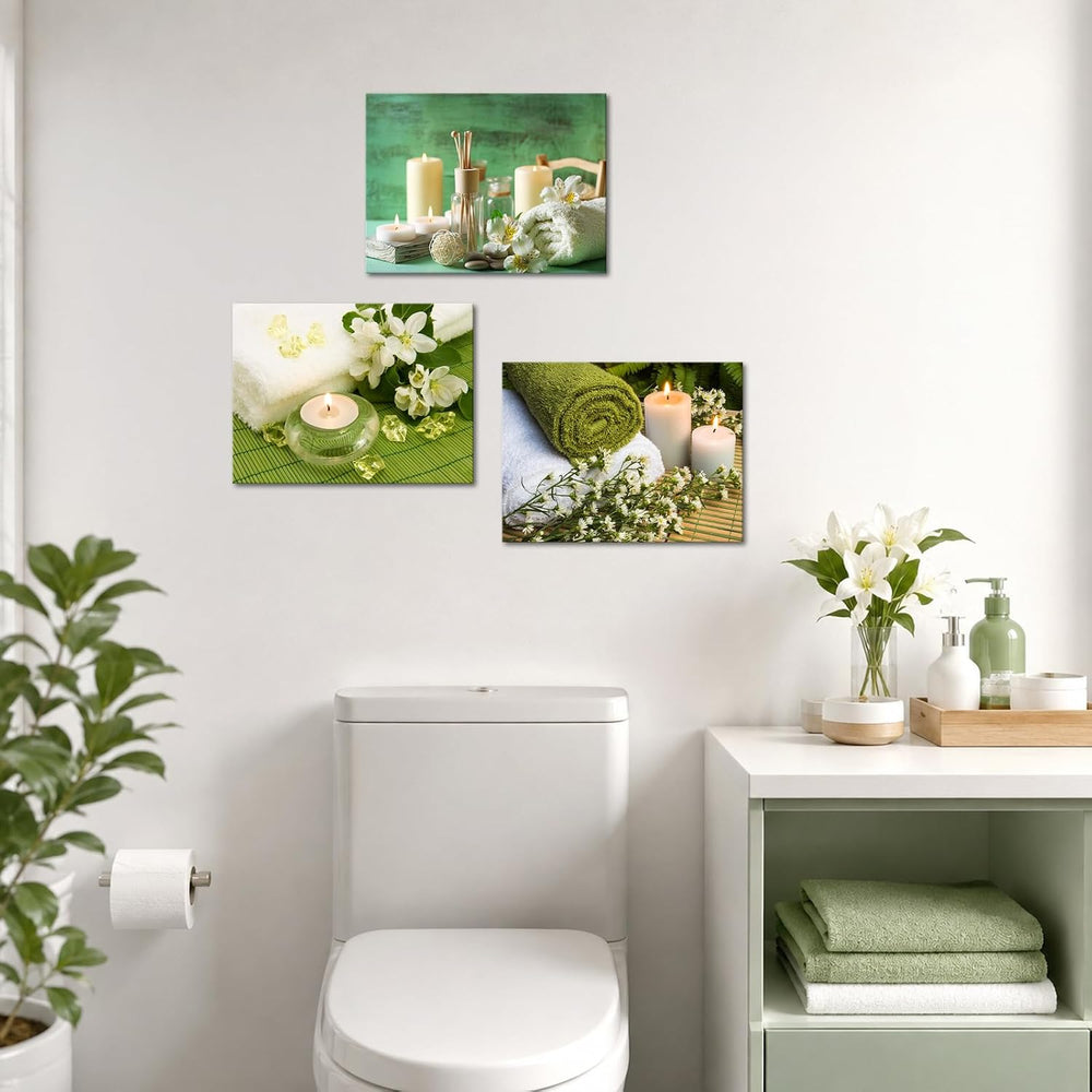 Nachic Wall Spa Zen Wall Art Green Bathroom Decor SPA Picture