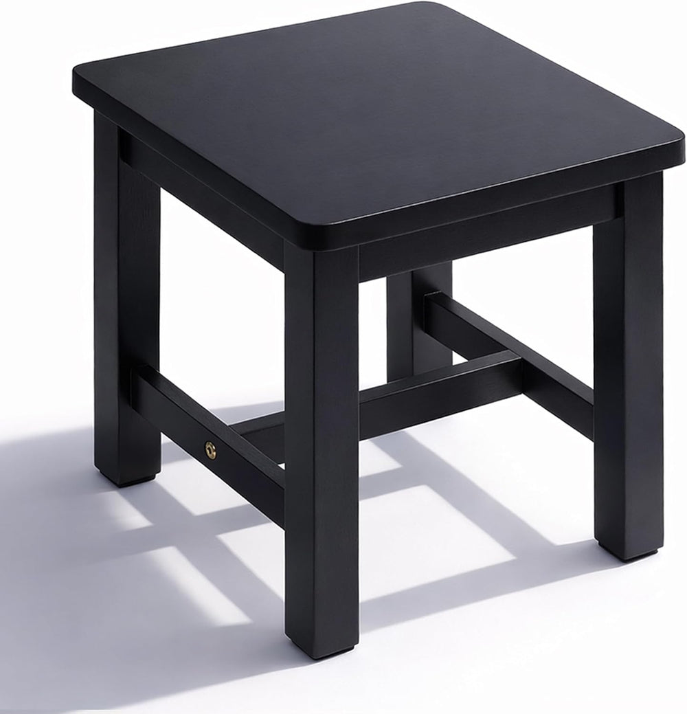 Solid Wood Stool, Small Wooden Step Stool, Black