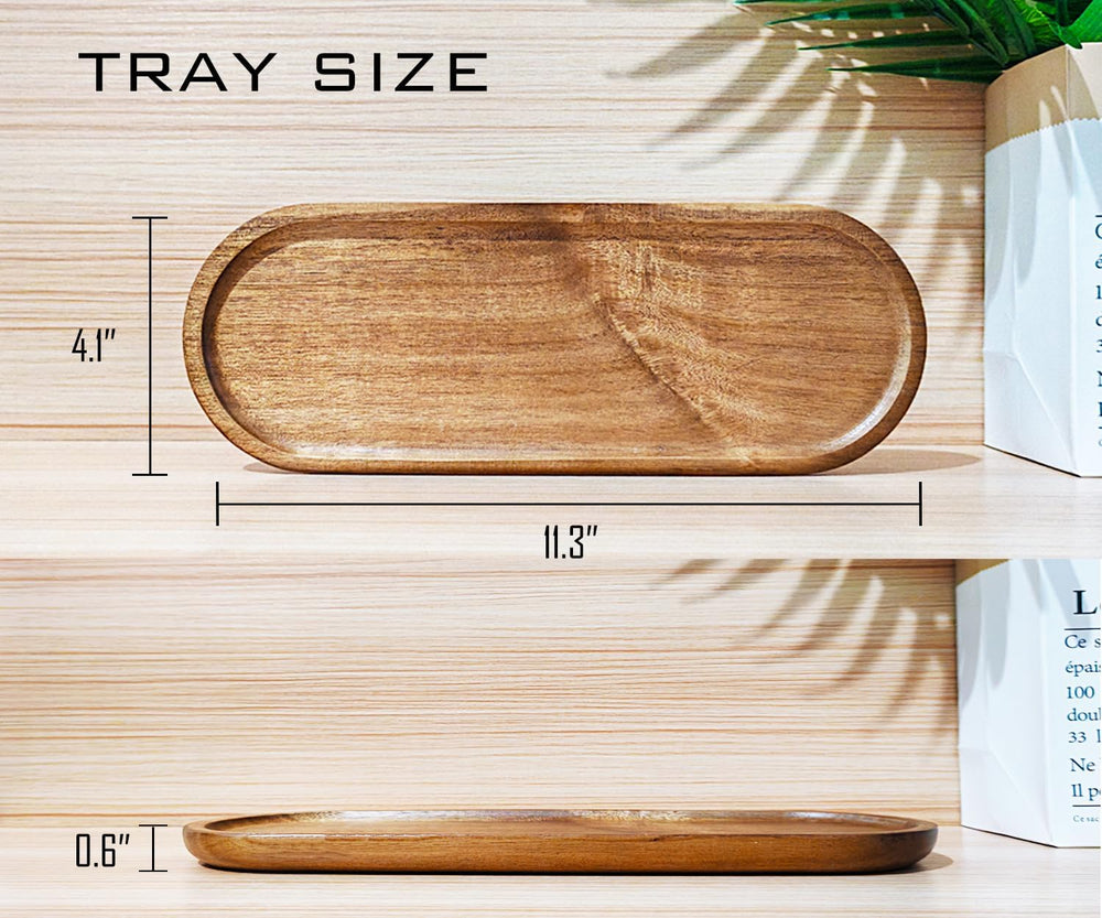 Small Wooden Oval Narrow Tray (11.3 x 4.1 inch) 6 Pack