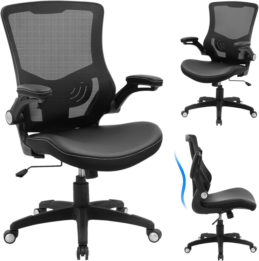 Office Chair Ergonomic Desk Chair, Computer PU Leather Home Office Chair, Swi...