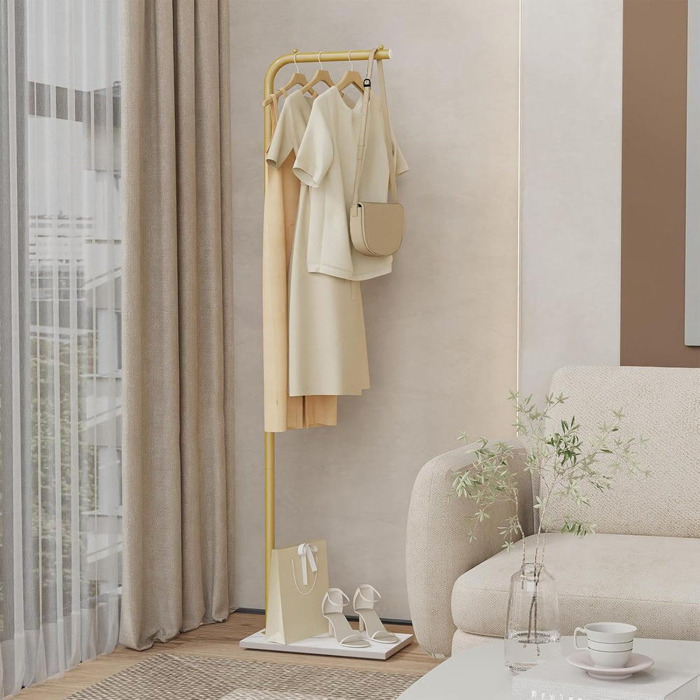 Coat Rack Freestanding with Rock Base,Clothes Stand,70.8In,Golden