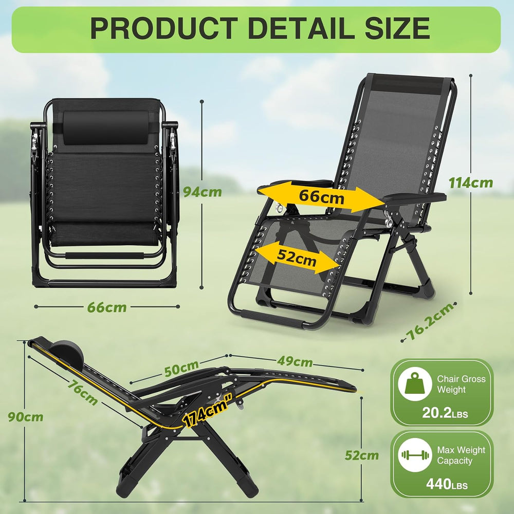 Suteck Zero Gravity Chair, Reclining Camping Chairs w/Removable Cushion