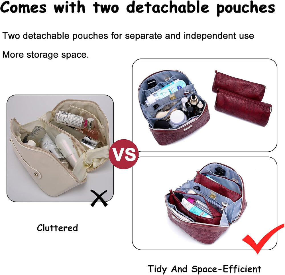 BOYATU Travel Makeup Bags Cosmetic Organizer Bag: 3-Set Make up Bag