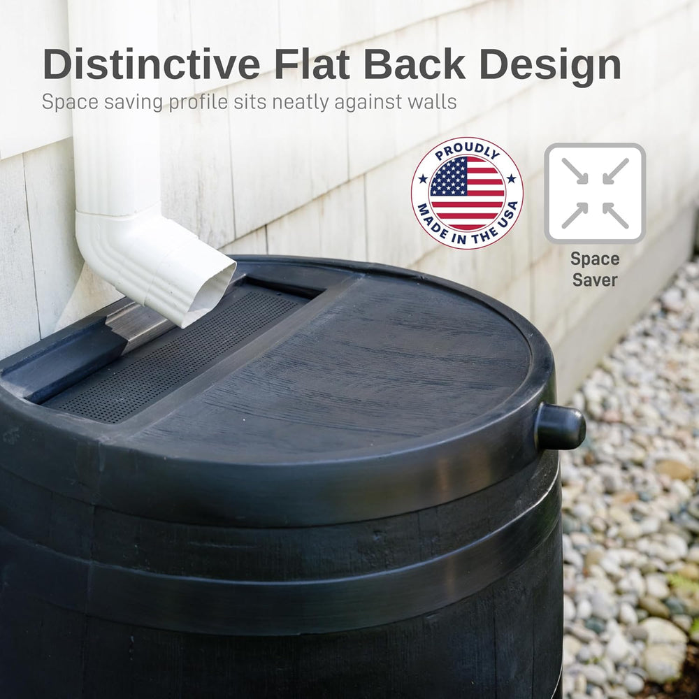 RTS Home Accents 50-Gallon ECO Rain Barrel Made with 100% Recycled Plastic, F...