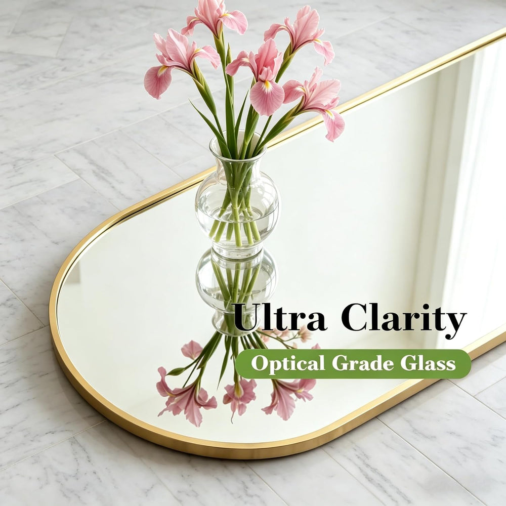 14" x 48" Arched Full Length Mirror Gold Frame Over Door & Wall...