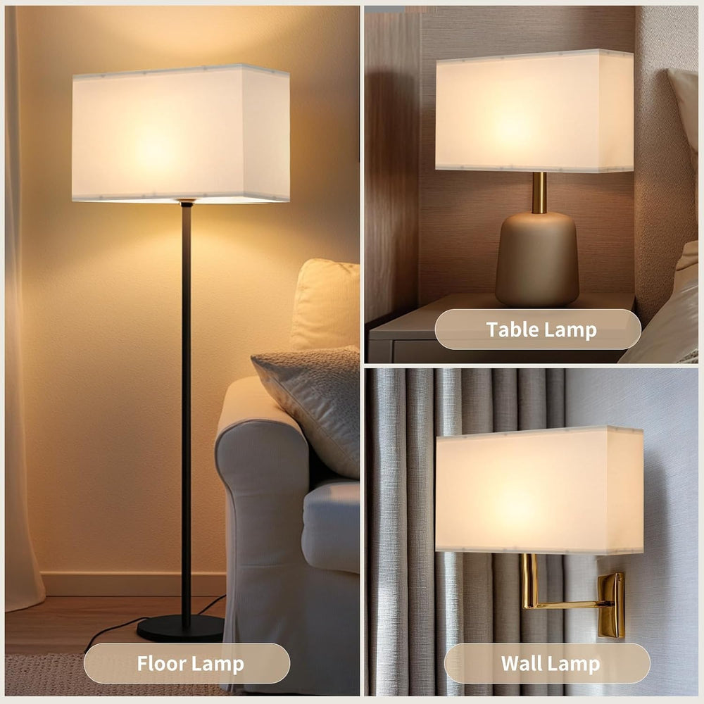Rectangle Lamp Shades Set of 2, 16"x8"x10", Large White Linen