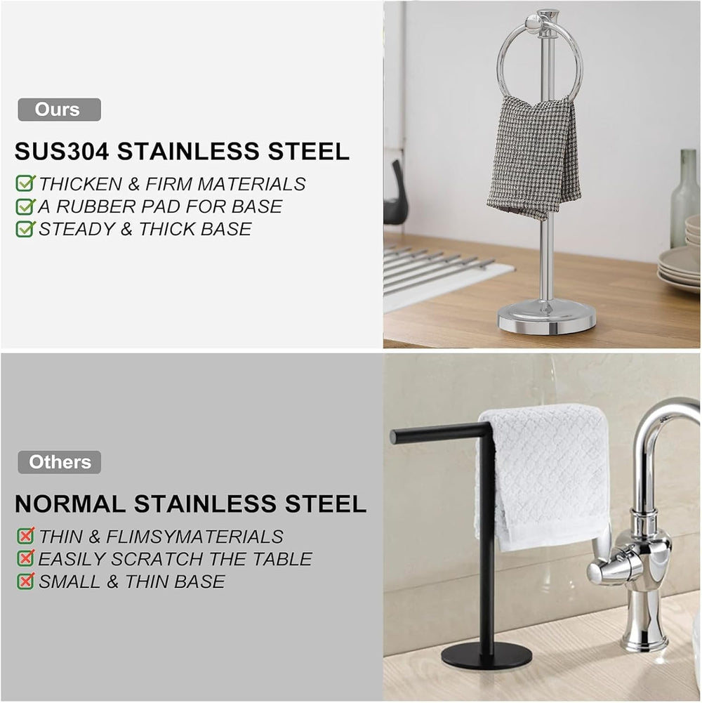 Hoimpro Hand Towel Holder Stand Free Standing Towel Bar Polished Chrome