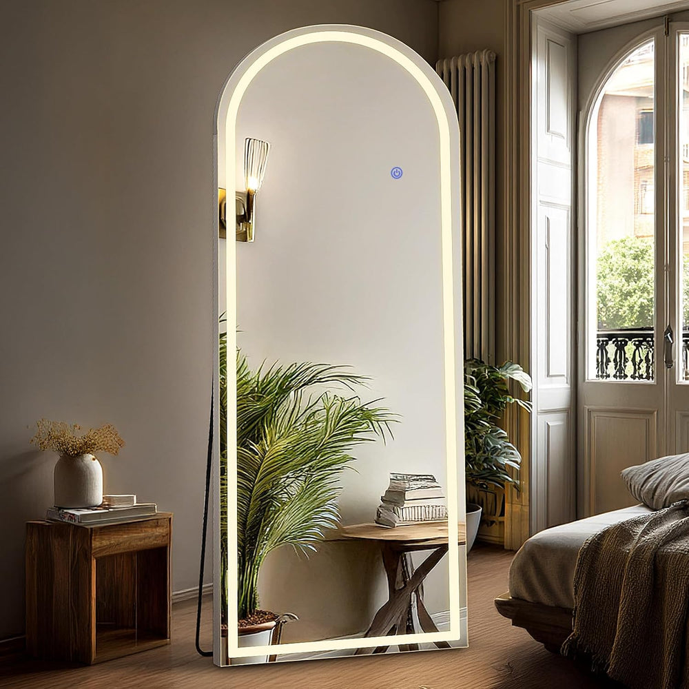 DUMOS Arched Full Length Mirror Lighted, 20"x63" LED Floor Standing...