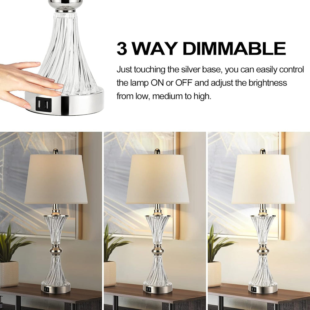 Hamucd Touch Control Table Lamp for Bedrooms 3 Way Dimmable White Drum Shade ...
