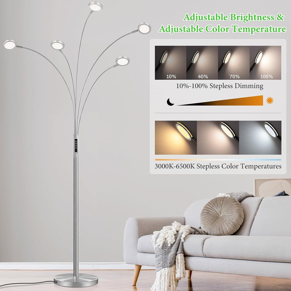 Bairth LED Arc Floor Lamp with Remote,2250LM Dimmable Floor Lamp with Timer