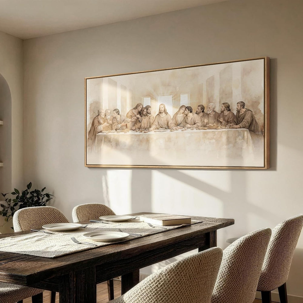 Extra Large Framed The Last Supper Wall Art for Dining Room, 28x57 In