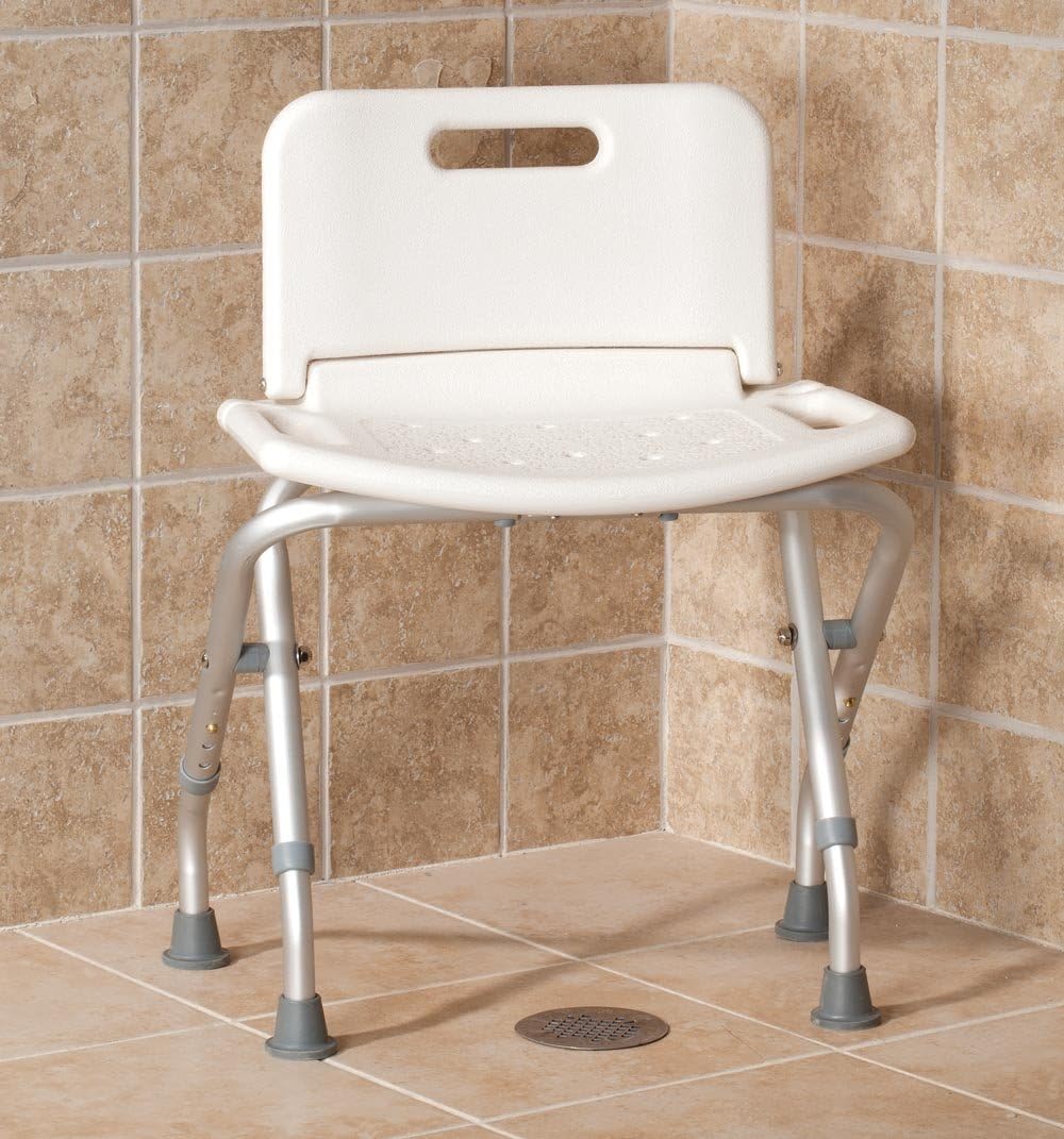 Folding Bath Seat with Back Support, Portable Shower Bench, White