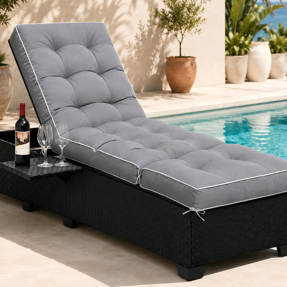Outdoor Chaise Lounge Chair Cushion, Non-Slip Patio Chaise Lounge Cushions Wa...
