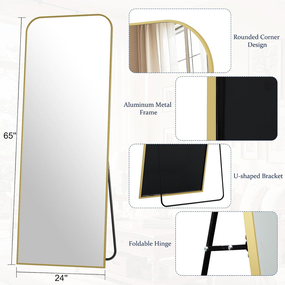 Full Length Mirror 65"x24" Arched Floor Standing Large Mirrors