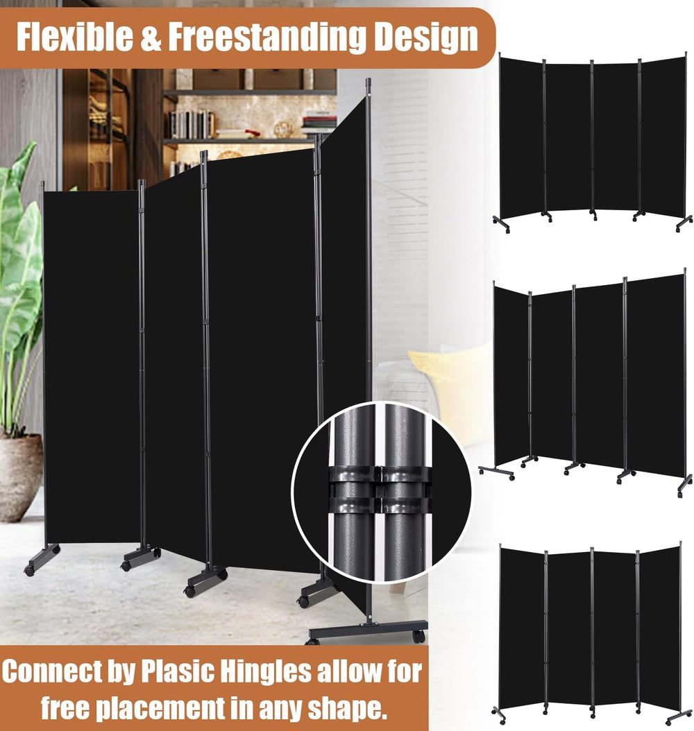 Room Divider 88'' Wide Folding Privacy Screens,4 Panel Wall Divider w...