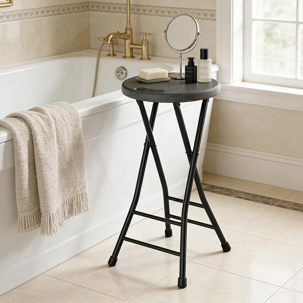 24 Inch Folding Stool Set of 2, Portable Folding Stool with Handle & Non-...