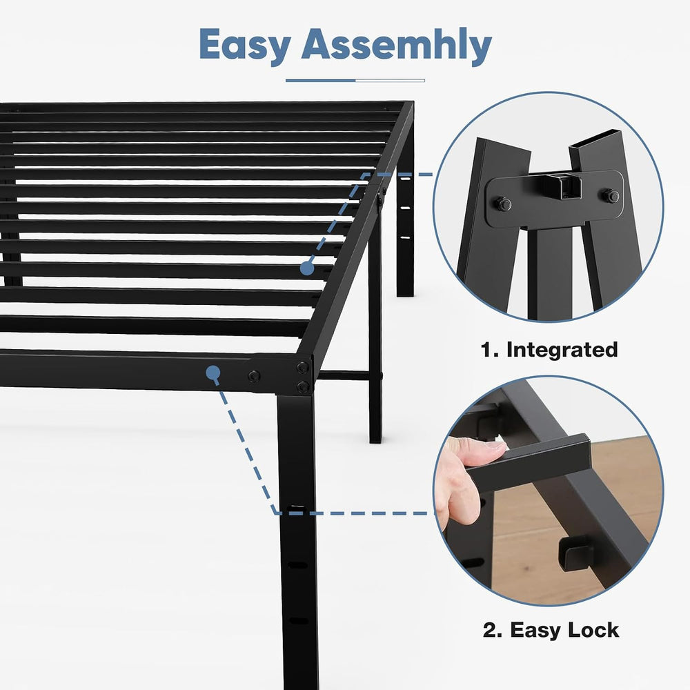 OLIXIS 16IN Metal Twin Bed Frame, Heavy Duty with Storage Space, 500LBS