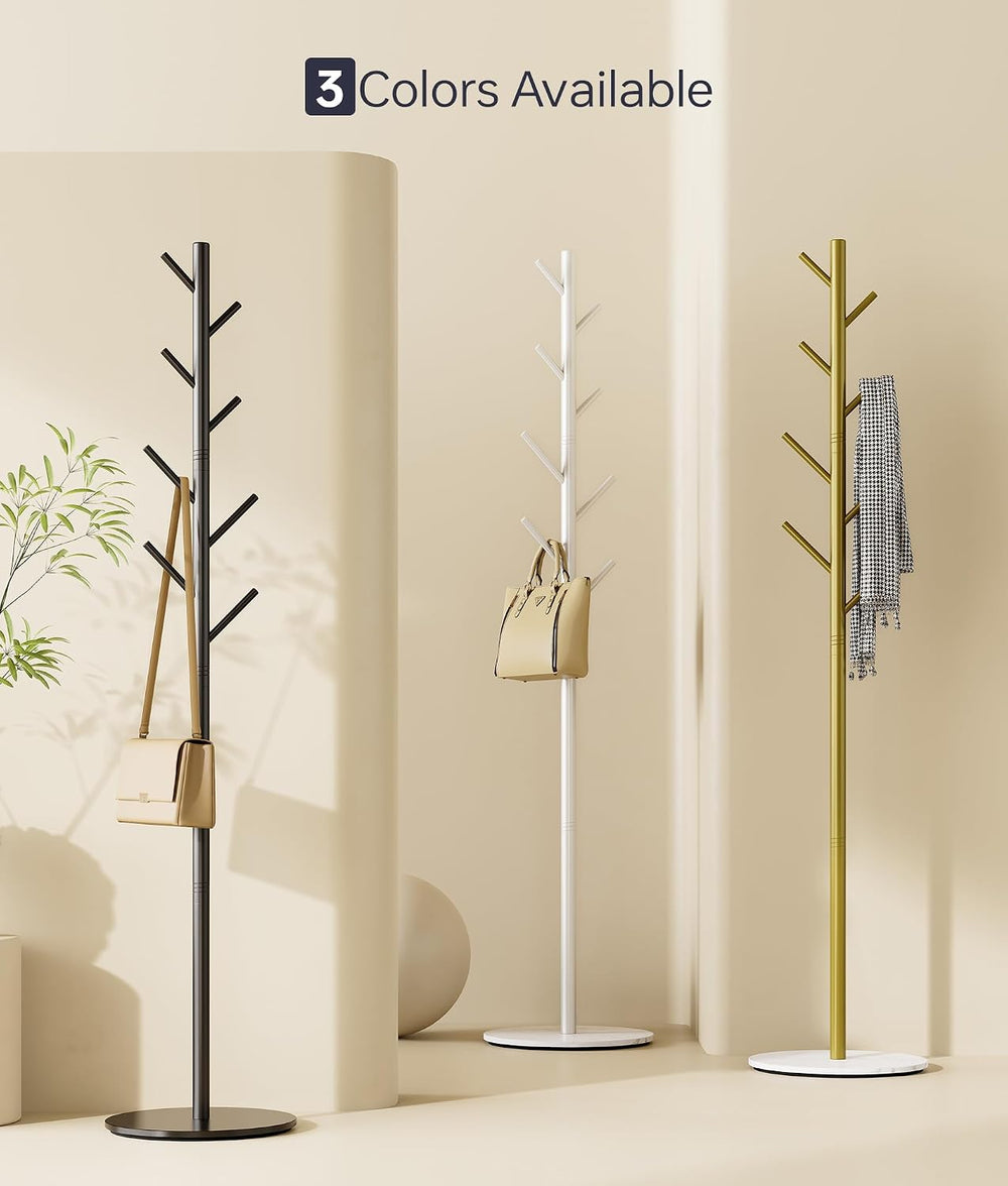 Coat Rack with 8 Hooks, 3 Adjustable Heights, Modern Hall Tree, Sturdy Metal ...