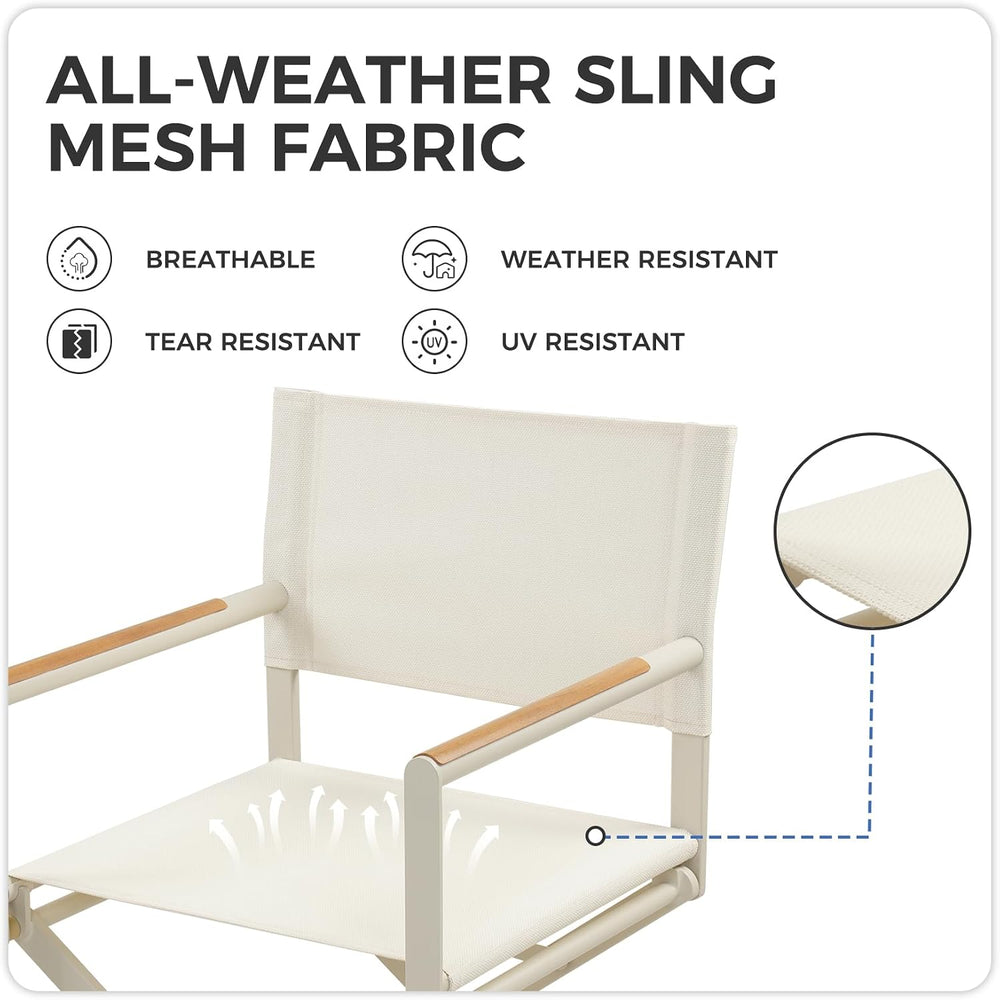 Grand patio Extra-Wide Folding Directors Chairs Set of 2, Outdoor Dining