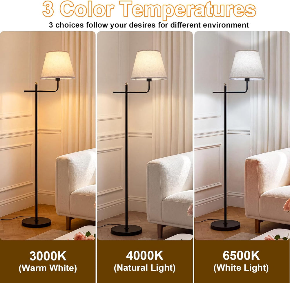 Black Standing Lamps for Living Room,3 Color Temperatures Bulb
