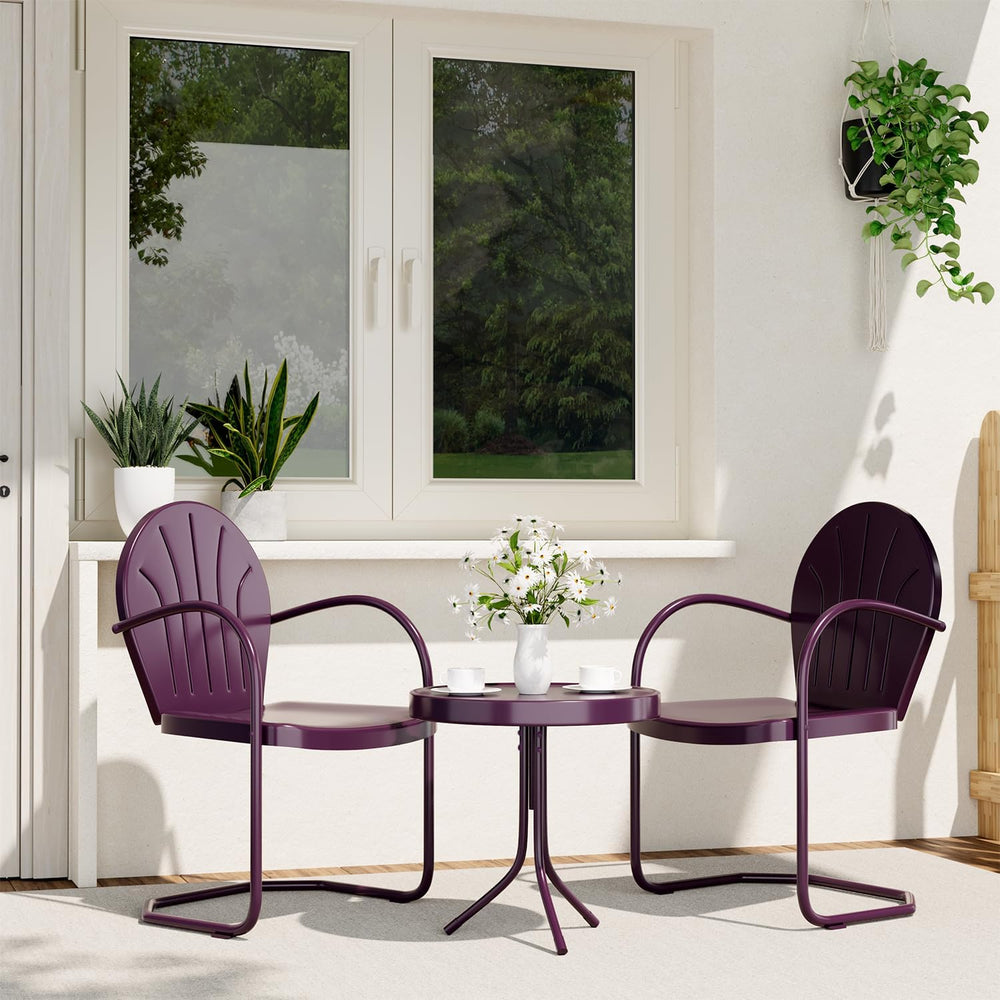 Outdoor 3-Piece Metal Bistro Set,Patio Conversation Set of 2,Purple