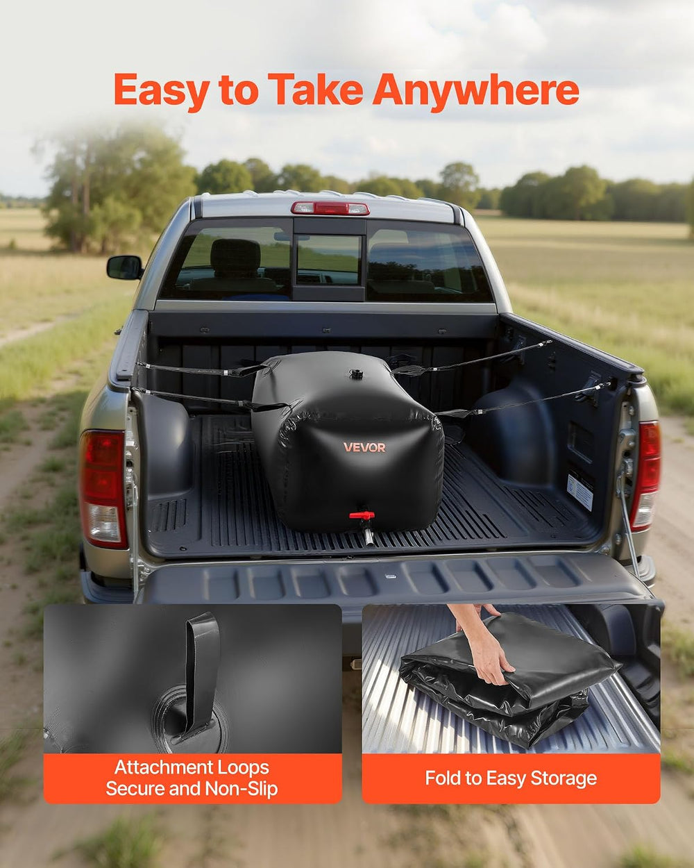 VEVOR Water Storage Bladder, 63.4 Gal Collapsible Water Storage Bag, Wear-Res...