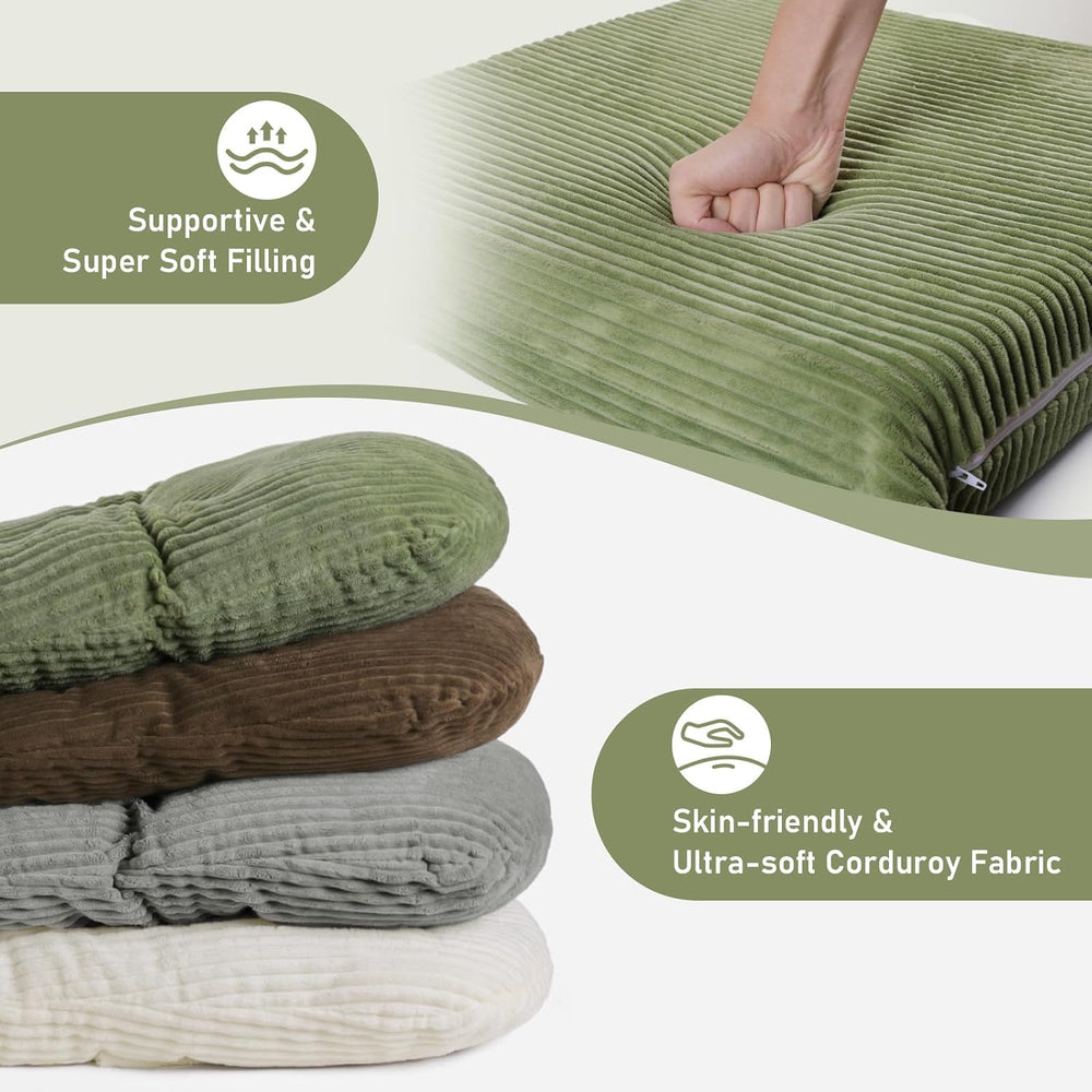 5PCS Glider Rocker Replacement Cushions with Storage Side Pockets, Green