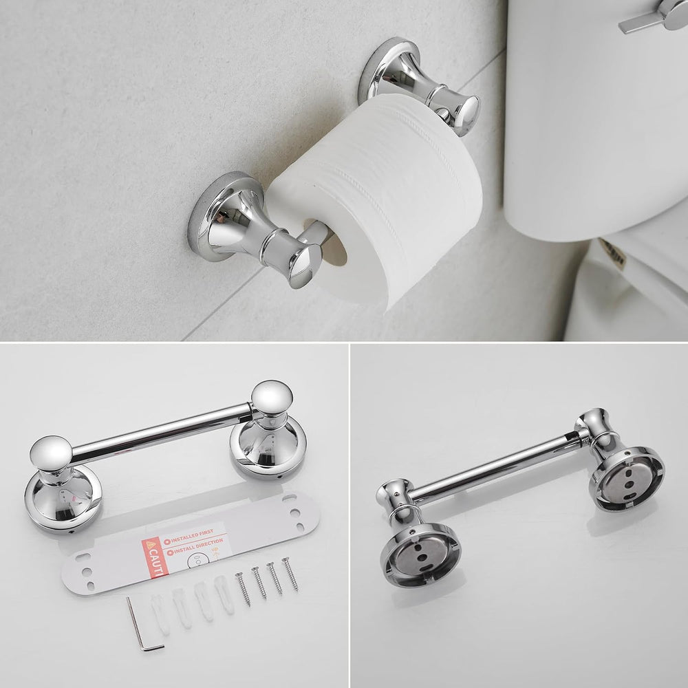 RUMOSE Pivoting Toilet Paper Holder and Hand Towel Ring, Polished Chrome