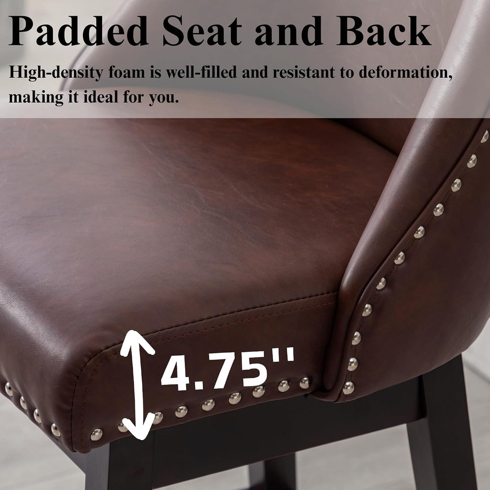 27.5 inch Counter Height Bar Stools Set of 4 Faux Leather 360°Swivel Barstool...
