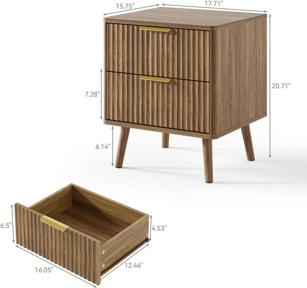 LYNSOM Fluted Dresser and Nightstand Sets 4 Piece, 2-Drawer Nightstands and 5...