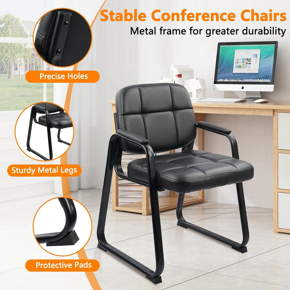 CLATINA Waiting Room Guest Chair with Bonded Leather Padded Arm Rest for Offi...