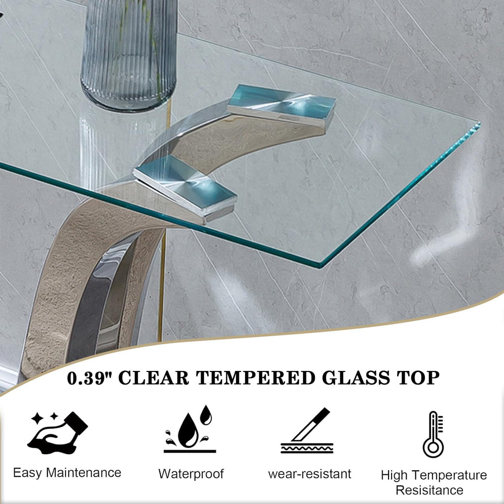 Luxury Glass Coffee Table Set of 3 Piece Silver Living Room Table Set of 3 In...