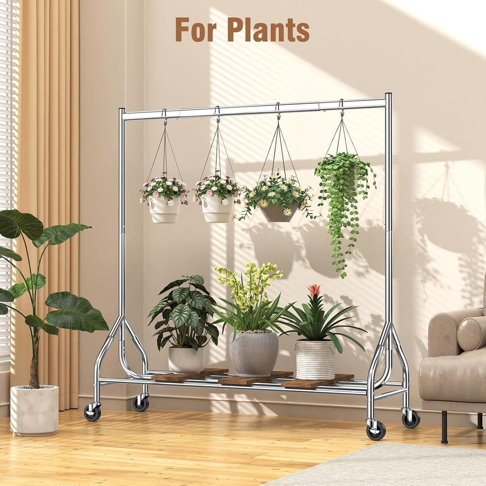EAGMAK Heavy Duty Clothes Rack Load 420 LBS, Rolling Garment Rack with Lockab...
