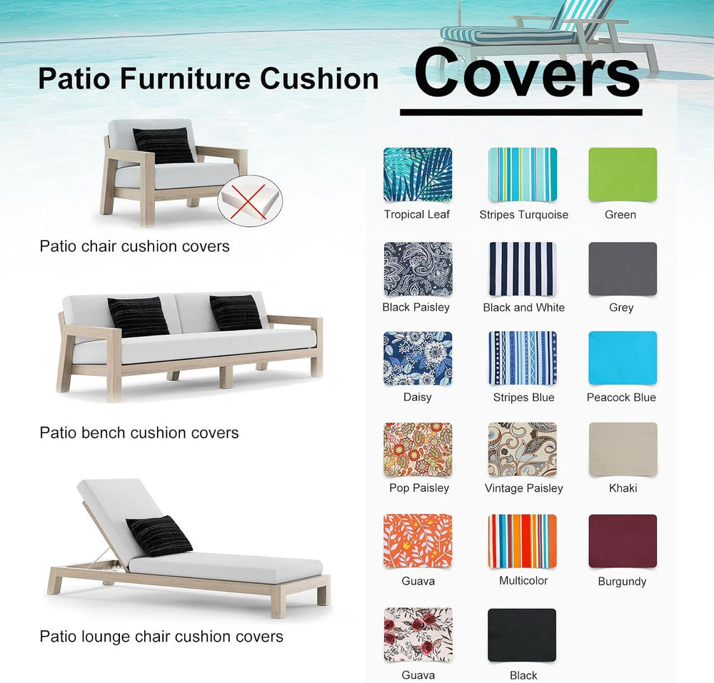 NettyPro Patio Bench/Swing Cushion Cover 45 x 18 x 3 Inch, Water Resistant UV...