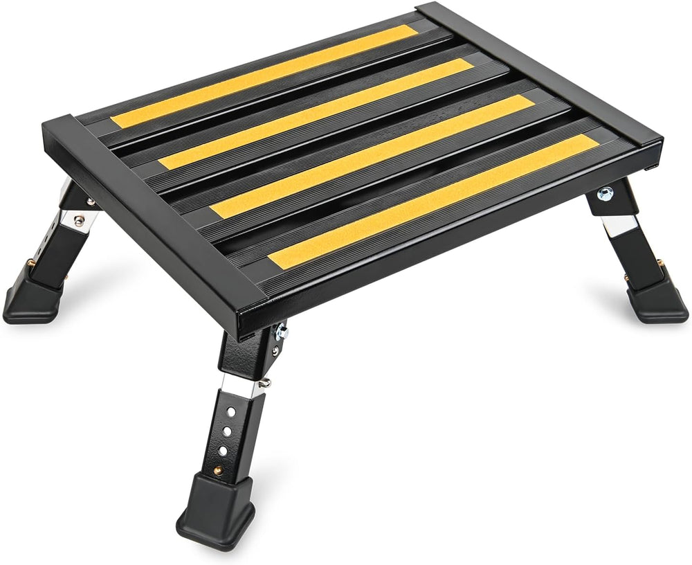 Nilight RV Steps Folding Aluminum Step Stool 16.5"x12" 4 Level Adju...