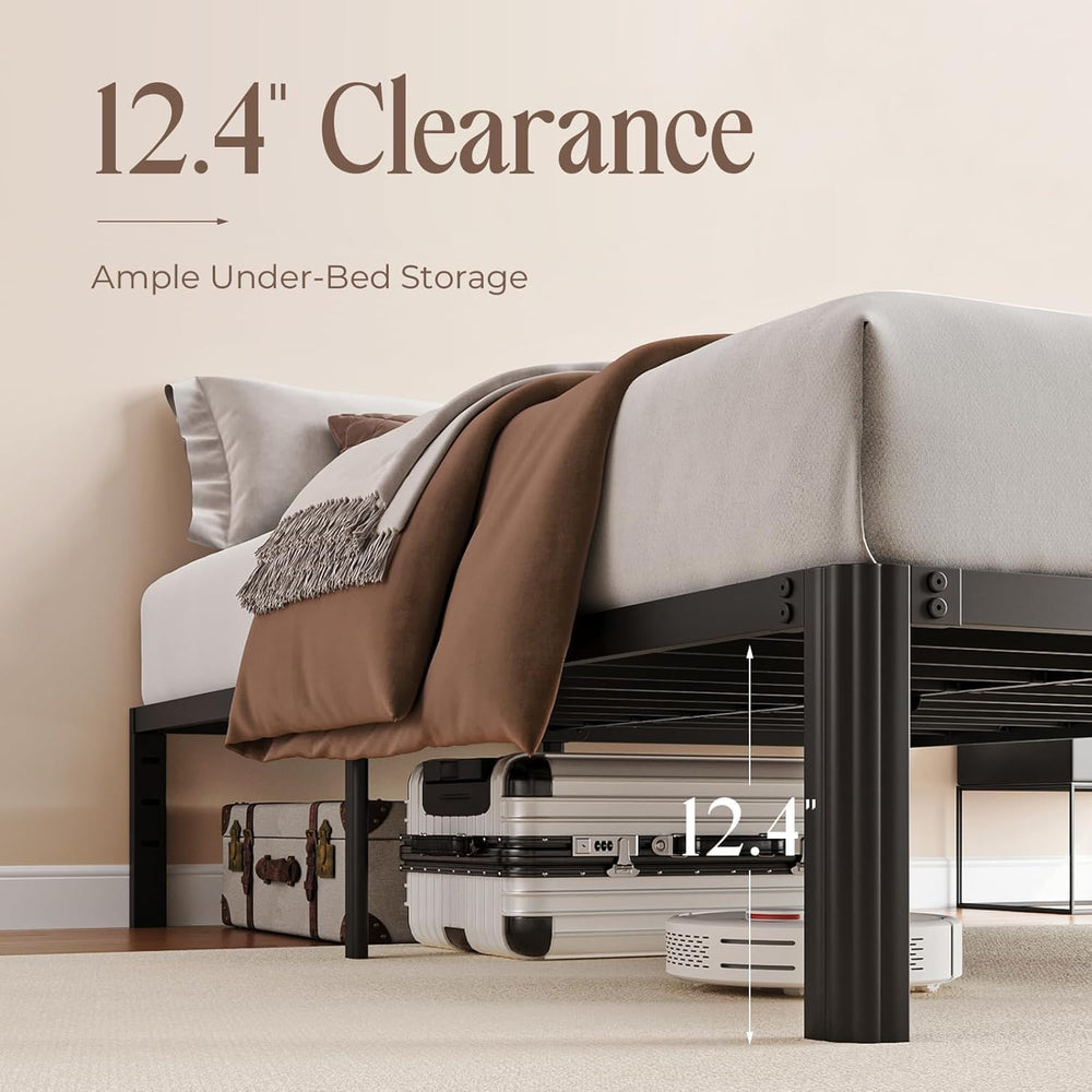 King Metal Bed Frame 14 Inch, Heavy Duty Platform, No Box Spring Needed