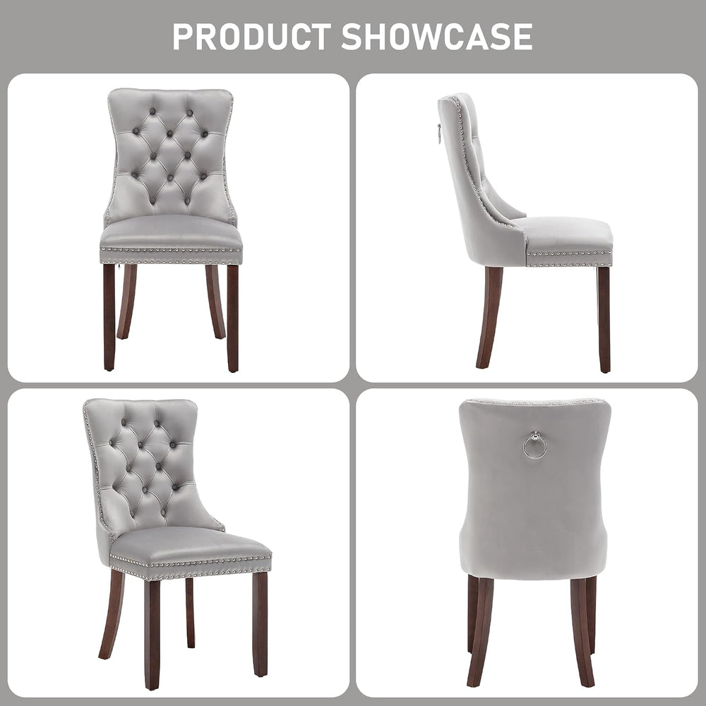 Velvet Dining Chairs, Light Gray Dining Chairs Set of 2