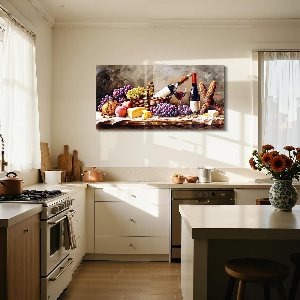 imjiayu Rustic Wall Decor Wine Grape Canvas Prints for Kitchen 24"x48"