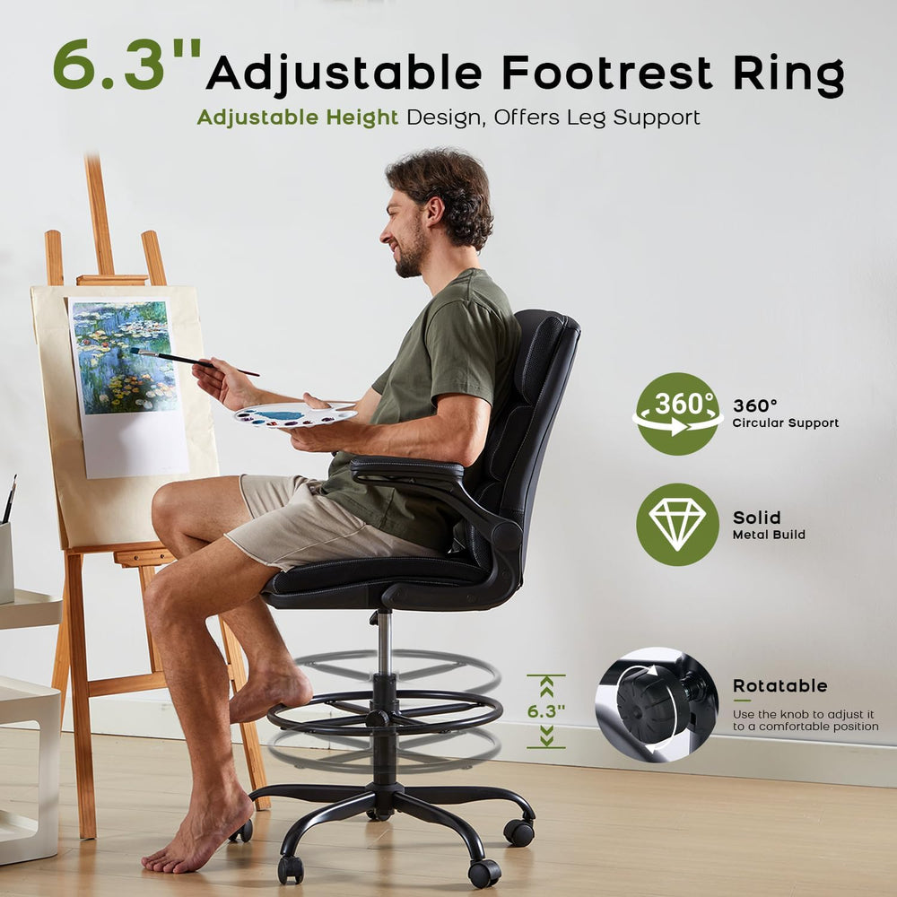 amseatec Tall Drafting Chair for Standing Desk,Executive Office Chair