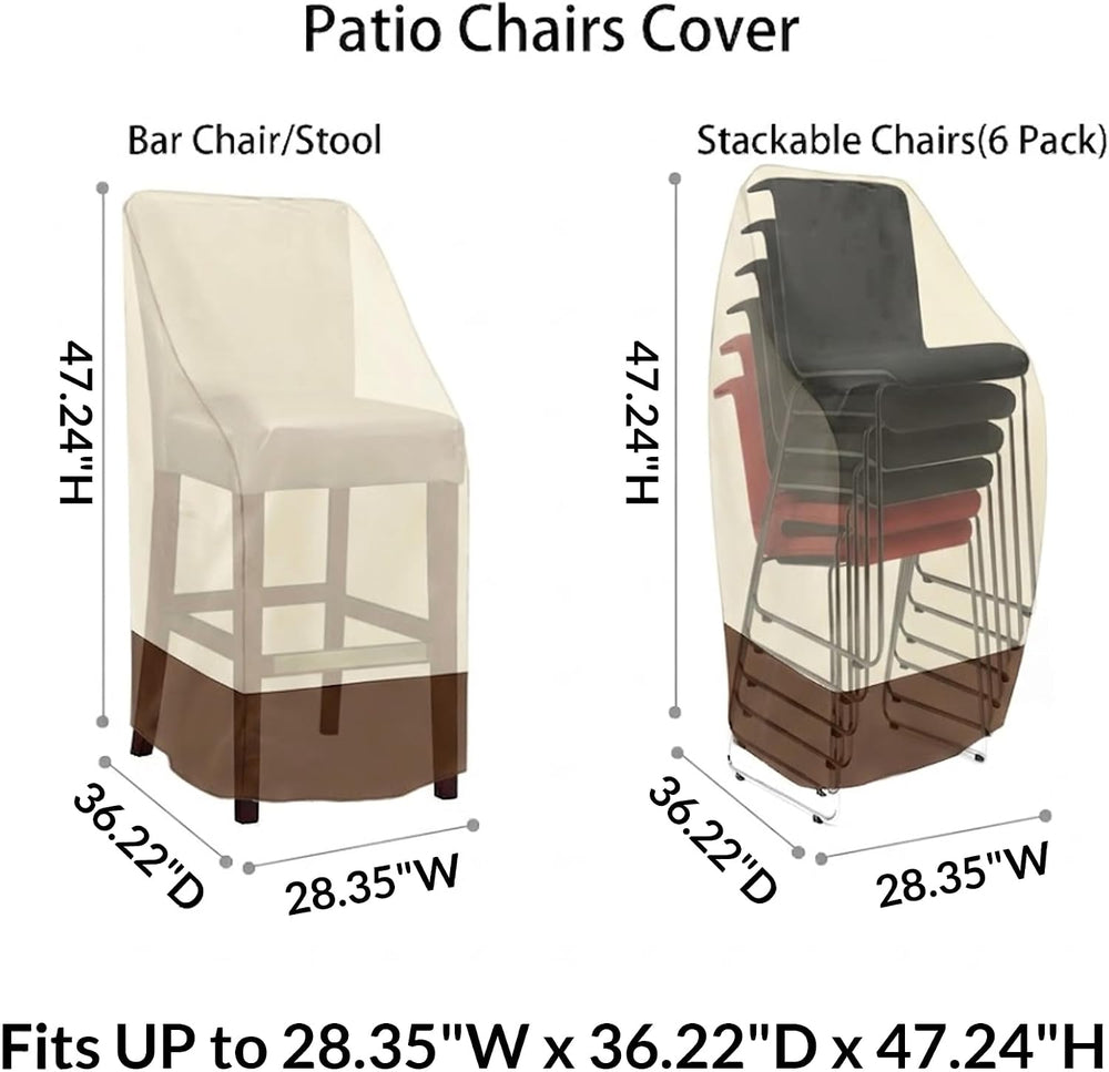 RosieLily Patio Chair Covers High Back Outdoor Bar Stool Covers (1 Pack-Beige...