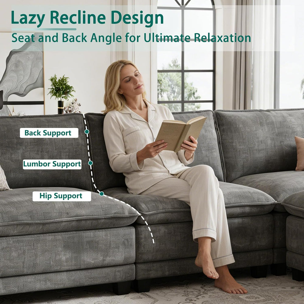 108" Modular Sectional Couch, L Shaped Cloud Sofa for Living Room