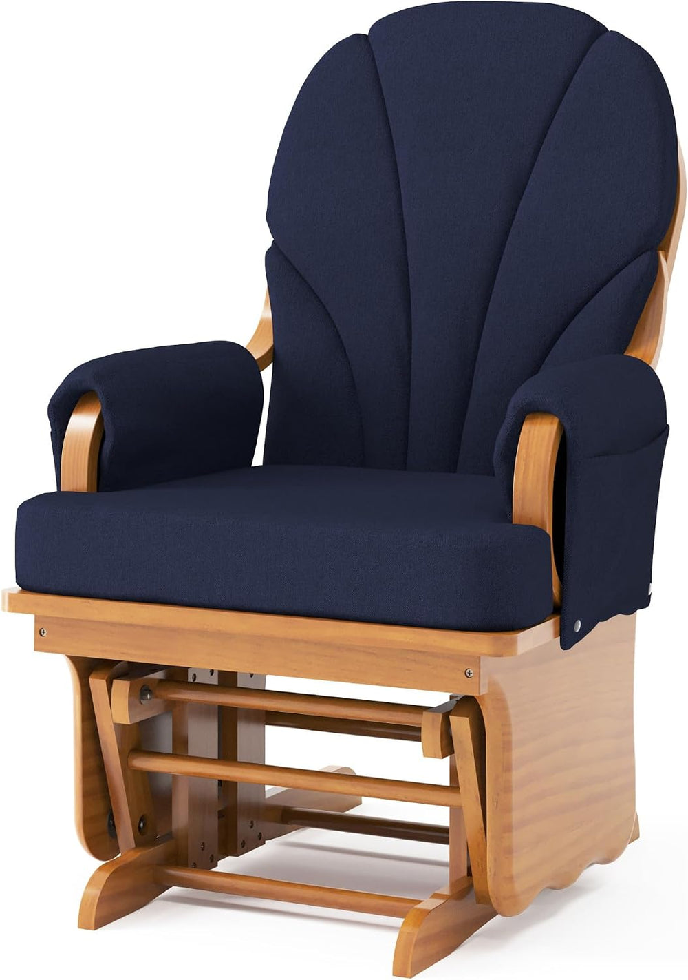 Foundations Lullaby Wood Base Glider Rocker Chair, Navy Polyester