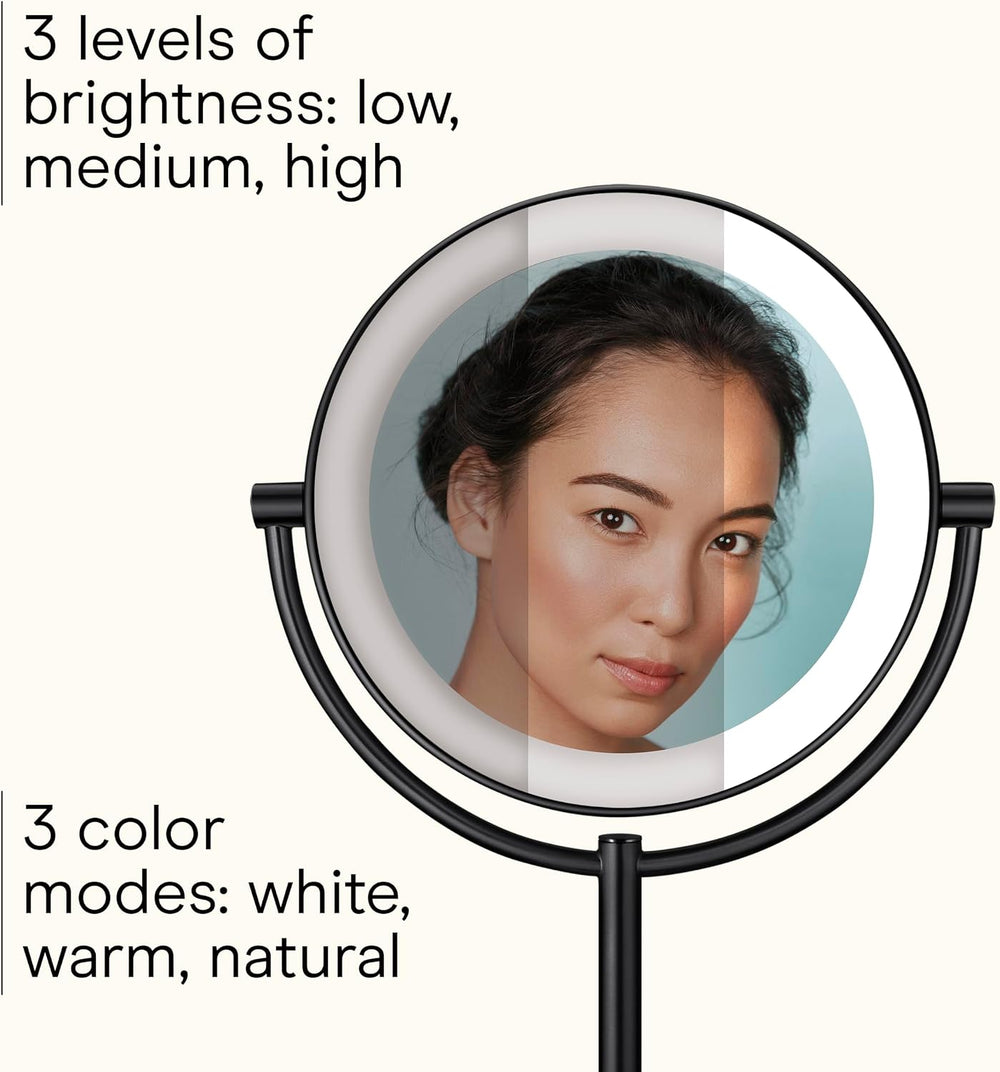 Conair LED Vanity Mirror, Double-Sided, 10x Maginification, Matte Black