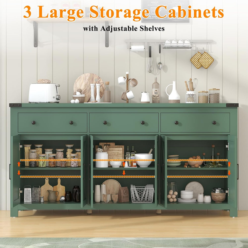 VVFLU 71" Large Sideboard Buffet Cabinet with Storage, Modern Farmhouse ...
