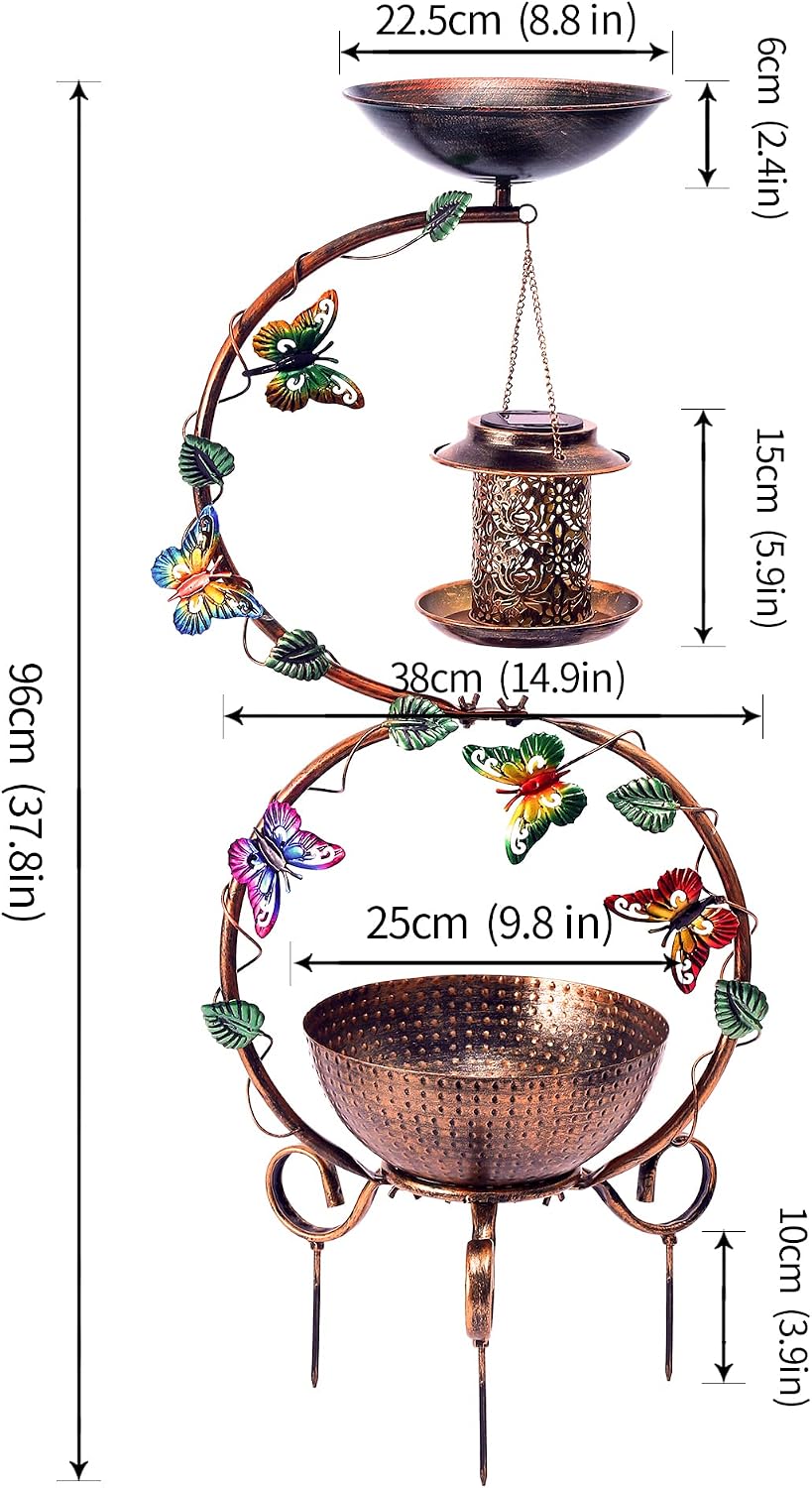 YADOOLIFE 37.8" Bird Bath and Solar Bird Feeders Combo with Flower Plant...
