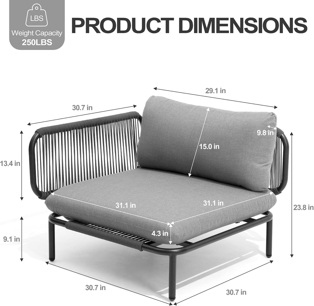 Patio Furniture Set, Outdoor Patio Furniture Oversized Metal Single Sofa, 1-s...