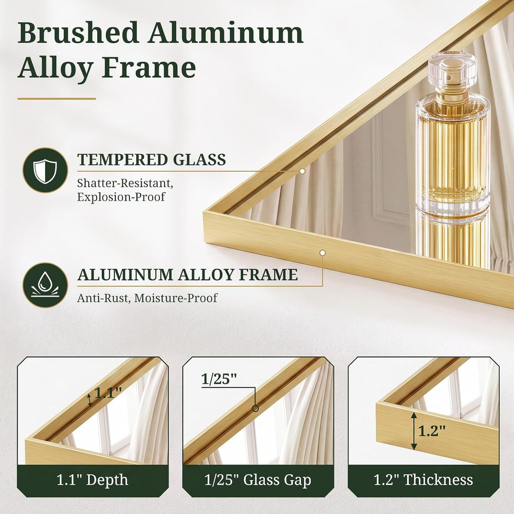 Bathroom Mirror 40x24 Inch, Gold Metal Framed Mirror for Wall