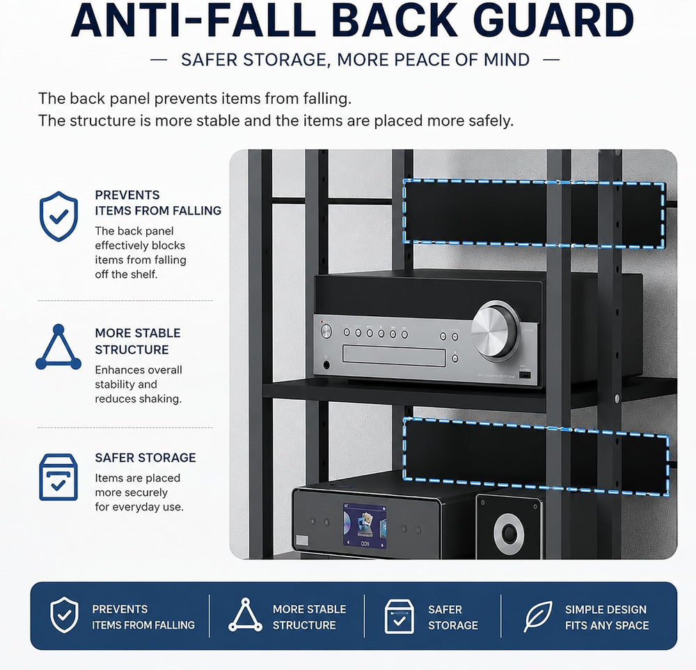 5 Tier Av Media Stand with Wheels, 39in Adjustable Audio Rack