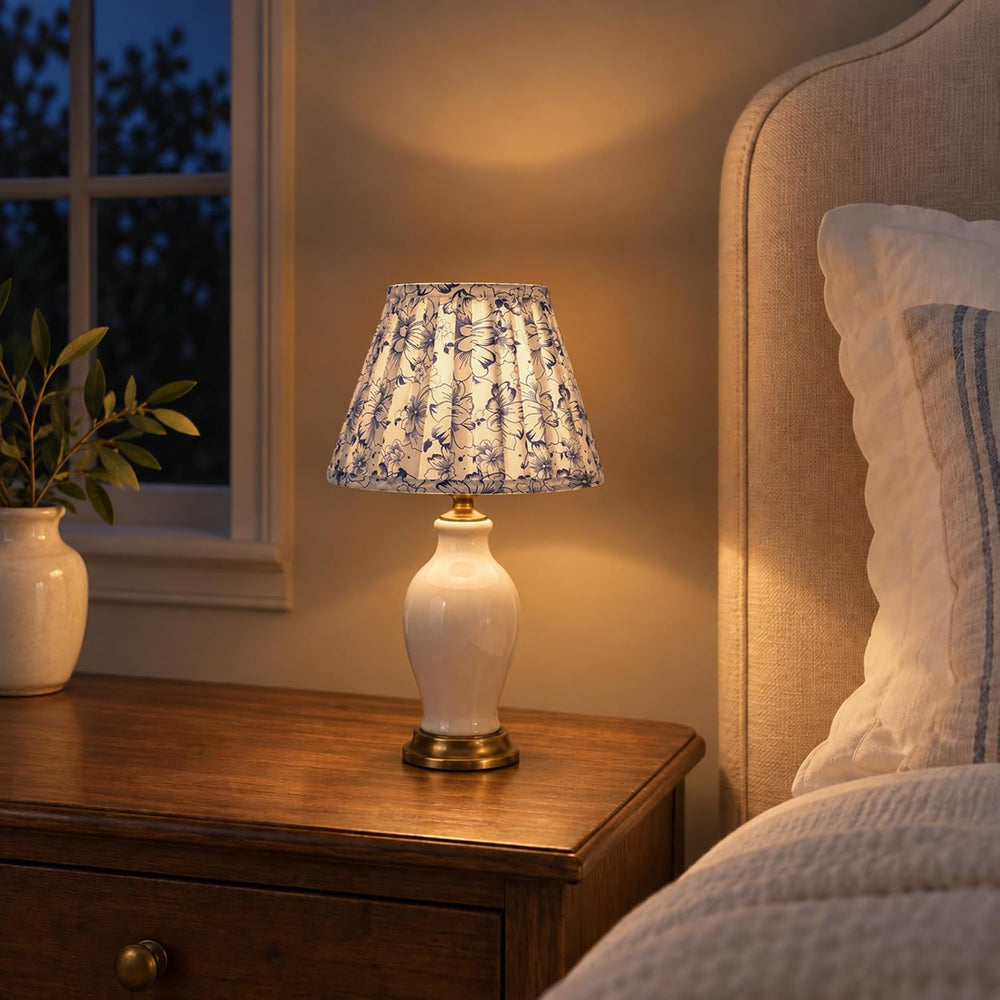 Blue & White Empire Pleated Lamp Shades Set of 2, 5" x 9" x 6.2...